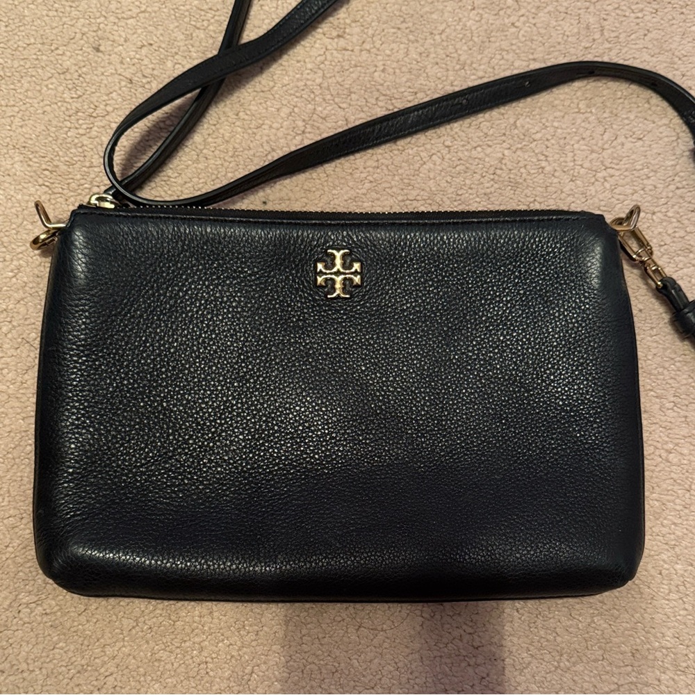 Tory Burch Black Pebbled Leather Crossbody Bag